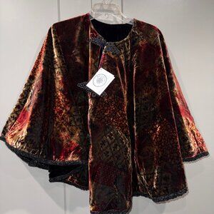Morgan & Oates Crushed Velvet Cape/Wrap Black Green  Red Iridescent